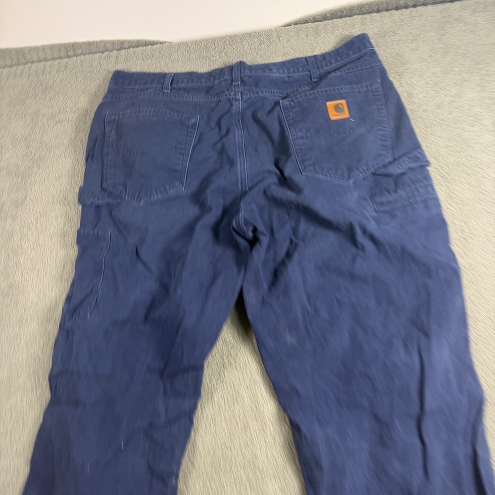 Carhartt B159 NVY Loose Fit Carpenter Pants Navy Blue 38x32 Distressed Workwear